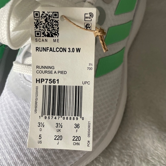 Adidas Runfalcon 3.0 W Cloud White Pulse Mint WM Running Shoes HP7561 Sz5, NEW - Picture 6 of 6